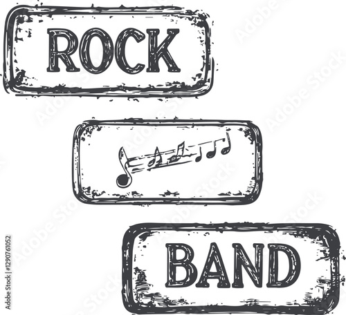 set of stamps of rock band concept