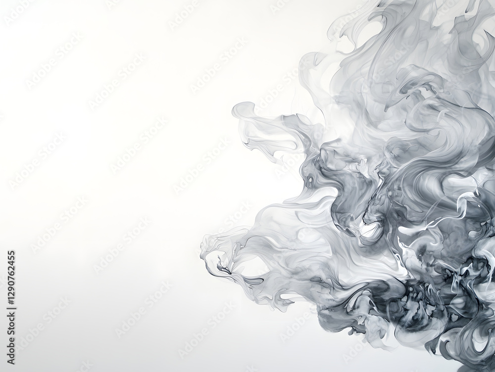 Fototapeta premium Abstract smoke swirling in shades of gray and white, creating dynamic and ethereal effect. fluid movement evokes sense of calm and tranquility