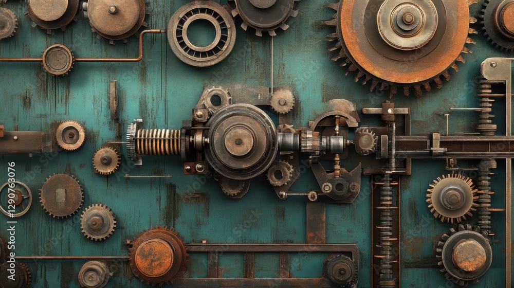 Industrial machine running a stress test on materials on a cyber teal background Industrial machine running a stress test on materials on a cyber teal background