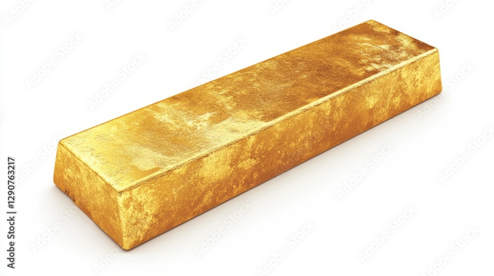 Large gold bar resting flat with rich details on a white background Large gold bar resting flat with rich details on a white background