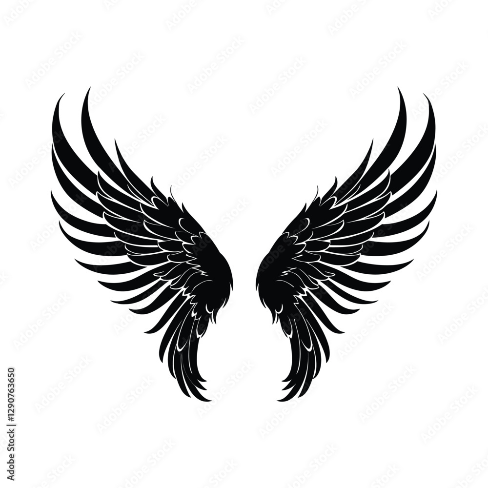 Obraz premium Wing vector silhouette illustration black color