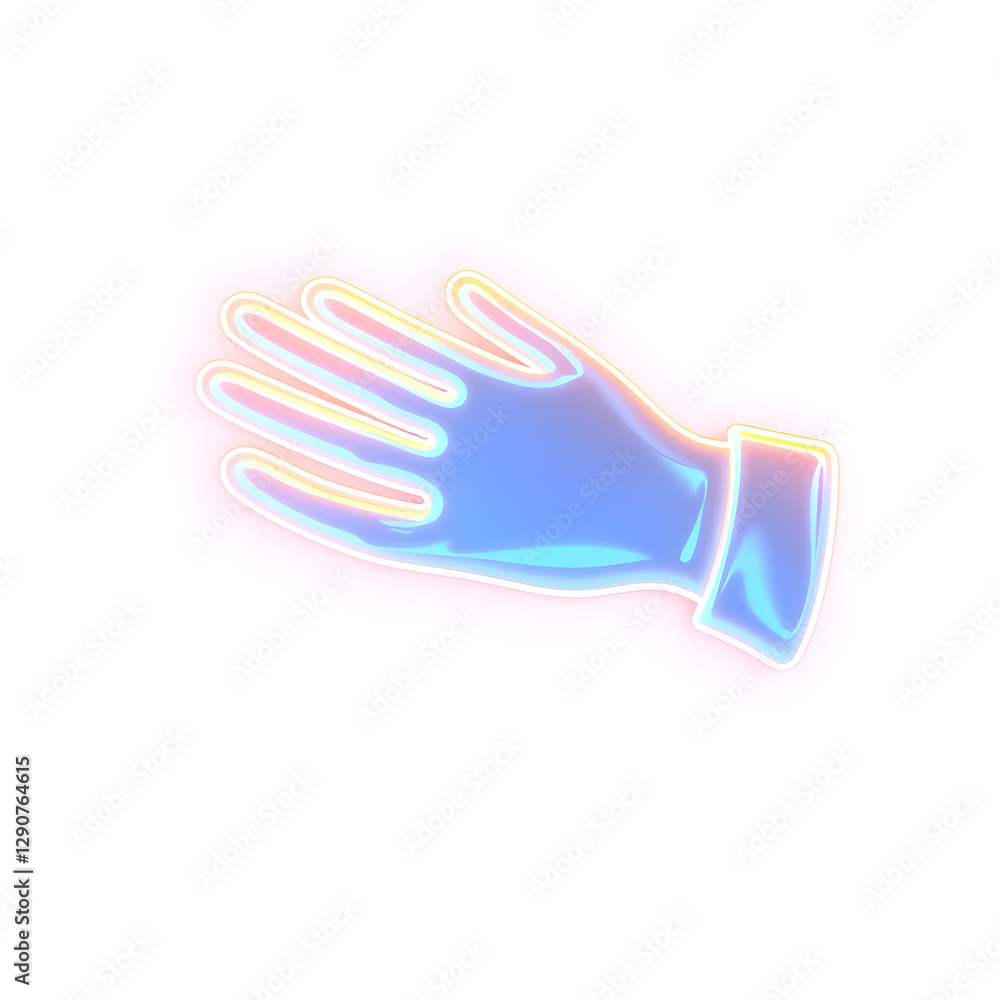 Obraz premium Glove holographic 3D icon. neon symbol vector illustration isolated on white background. Generative AI