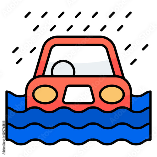 Heavy rainfall icon in flat design isolated on white background