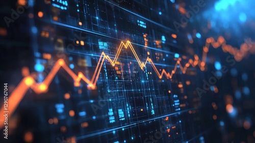 Index fund investment strategy explained with digital charts and performance graphs, copy space on the right.