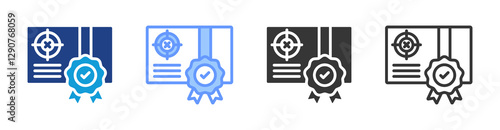 Calibration Certificate icon set multiple style collection