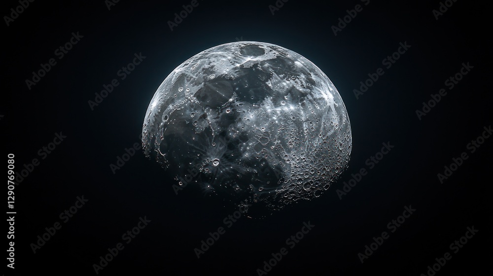 Illuminated lunar surface, space, dark background, science fiction, digital art Illuminated lunar surface, space, dark background, science fiction, digital art