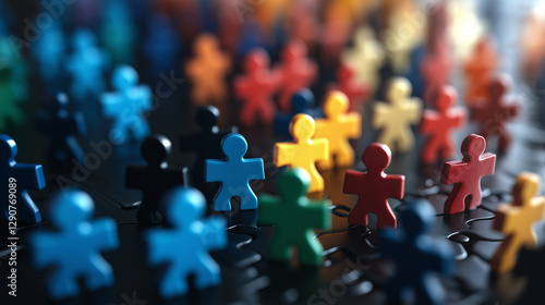 Wallpaper Mural An artistic visualization of colorful puzzle pieces forming a network of employees, representing different departments, teamwork, and business efficiency. Torontodigital.ca