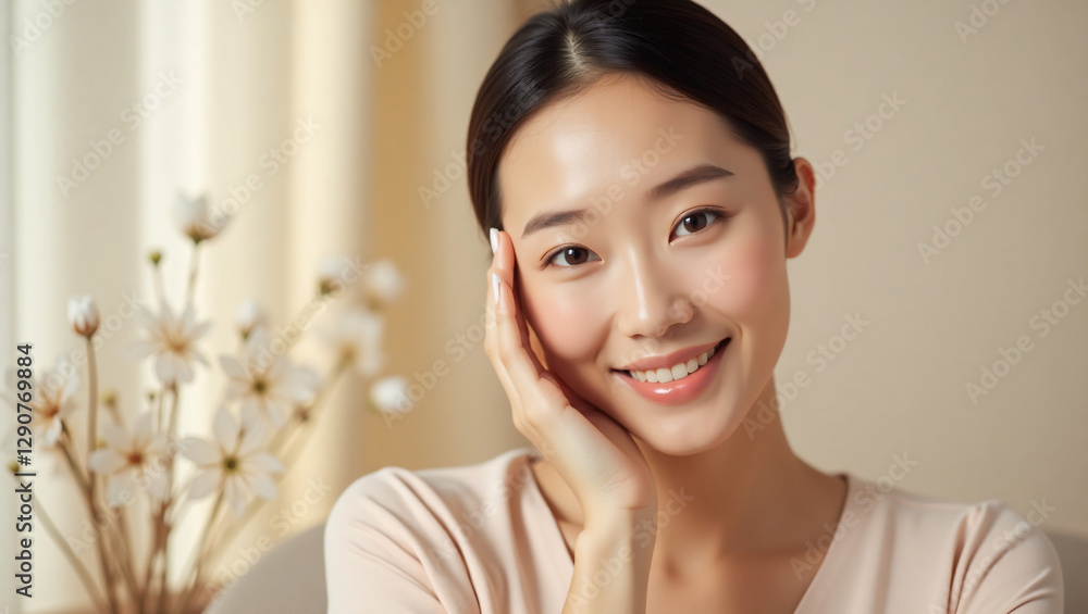 Elegant Asian Beauty – Skincare & Wellness Portrait in Professional Studio Lighting Elegant Asian Beauty – Skincare & Wellness Portrait in Professional Studio Lighting