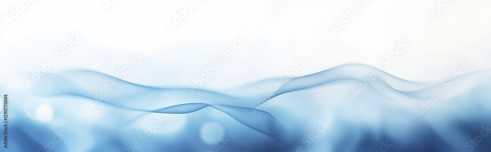 Obraz premium Soft blue waves create serene and calming atmosphere, blending seamlessly with light background. This abstract image evokes tranquility and peace, perfect for various design projects