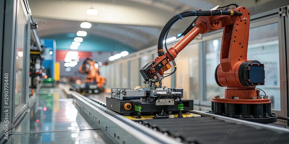 Futuristic Industrial Machine with Tilt-Shift Photography - Advanced Robotics, Innovative Technology, and Sleek Design in a Miniature World Futuristic Industrial Machine with Tilt-Shift Photography - Advanced Robotics, Innovative Technology, and Sleek Design in a Miniature World