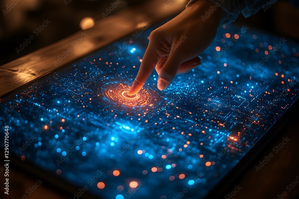 Obraz premium Futuristic Touchscreen Interaction for Digital Technology and Innovation Design