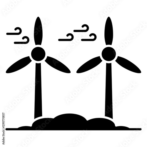 Wind turbines icon, editable vector