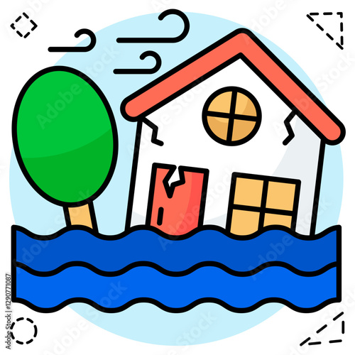 Flood icon in flat design isolated on white background