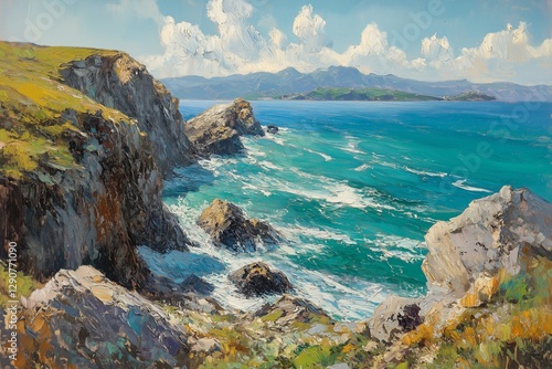 Wallpaper Mural Coastal Cliffs Meet Vibrant Blue Sea on a Sunny Day in a Serene Landscape Torontodigital.ca