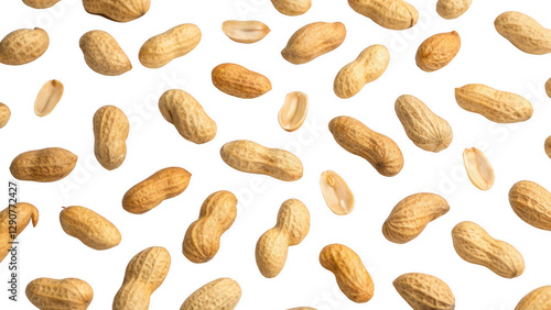 Nutty Delight: Peanuts in Focus, Culinary Exploration, White Background, Close-Up Perspective, Food Photography