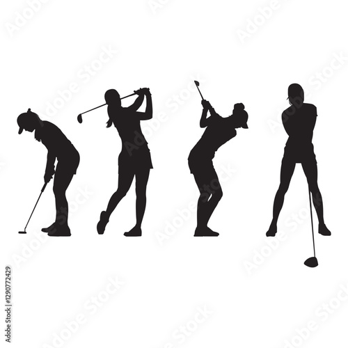 female golf player silhouettes