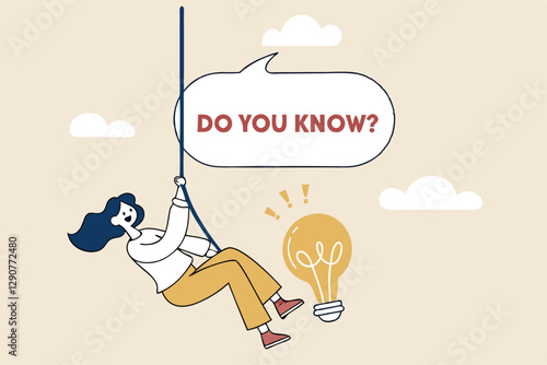 Did you know, fun fact, idea or advice message, useful knowledge or wisdom, expert information, explanation or solution, useful tips concept, woman talk on megaphone on did you know speech bubble.