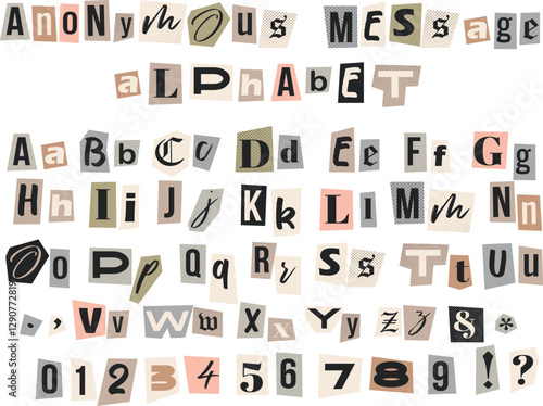 Anonymous message alphabet. Cut out ransom kidnapper letters
