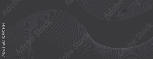 Dark gray background with subtle wave patterns. The background is smooth and elegant, featuring gray lines on a gray backdrop. Wave background vector. Black background.
