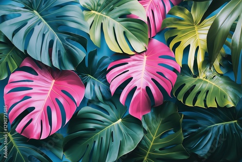Vibrant Blue Tropical Leaves Create a Calming Natural Decor for Indoor Spaces