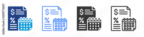 Tax icon set multiple style collection