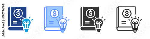 Financial Literacy icon set multiple style collection