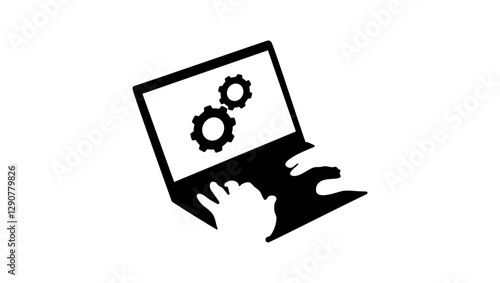 System administrator symbol, black isolated silhouette