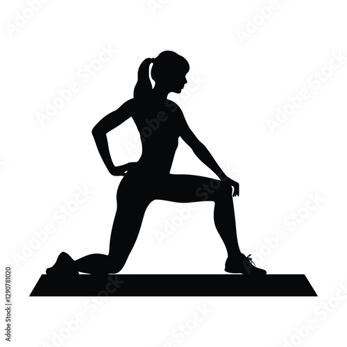 Woman Doing Gym Vector silhouette clipart on a white background