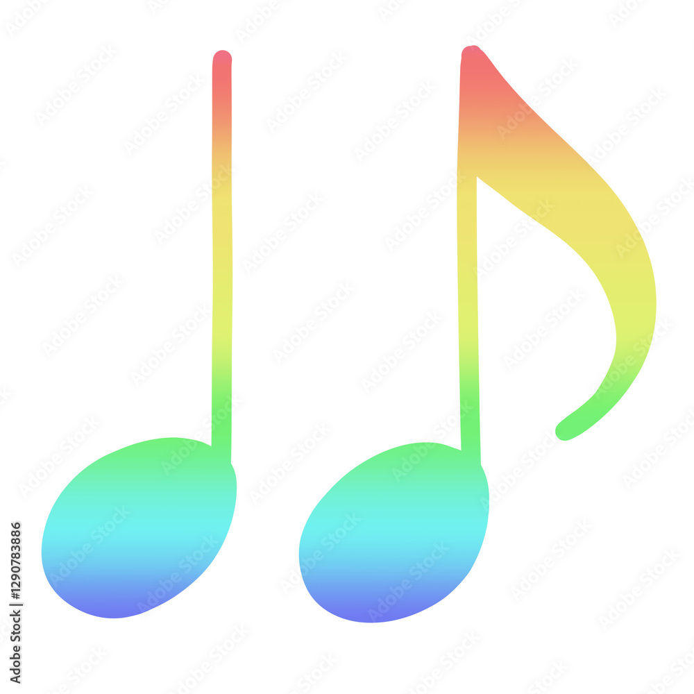 虹色の並んだ2つの音符 虹色の並んだ2つの音符