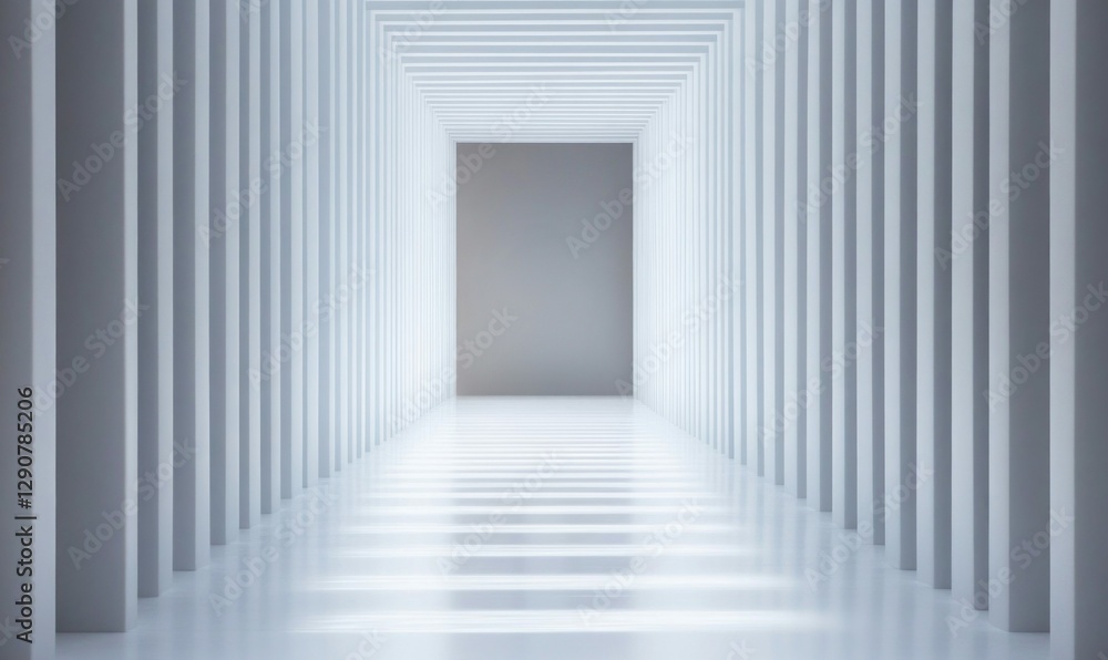 Futuristic White Tunnel with Abstract Curved Architecture Futuristic White Tunnel with Abstract Curved Architecture