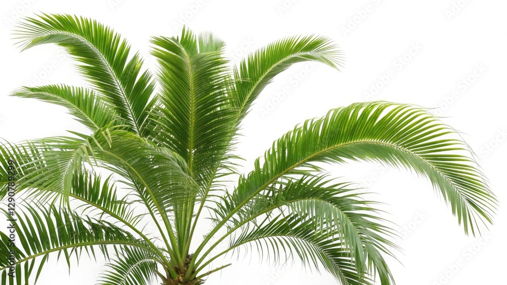 Naklejka premium Palm Fronds Isolated White Background Stock Photo - Tropical Leaves, Exotic Plants, High Resolution Image