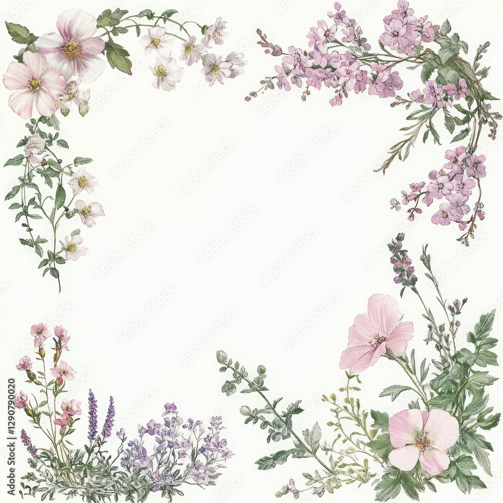 Fototapeta premium Design a set of vintage-inspired garden themed borders