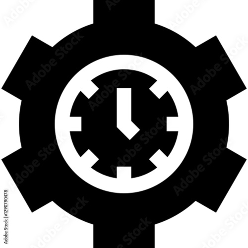 Minimalist time optimization glyph icon in a monochrome vector style. This simple design symbolizes efficiency, productivity, time management, and workflow improvement, making it ideal for business, p