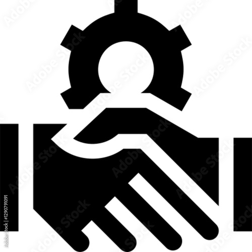 Minimalist agreement glyph icon in a monochrome vector style. This simple design symbolizes contracts, partnerships, business deals, and legal agreements, making it ideal for corporate, legal, and UI/