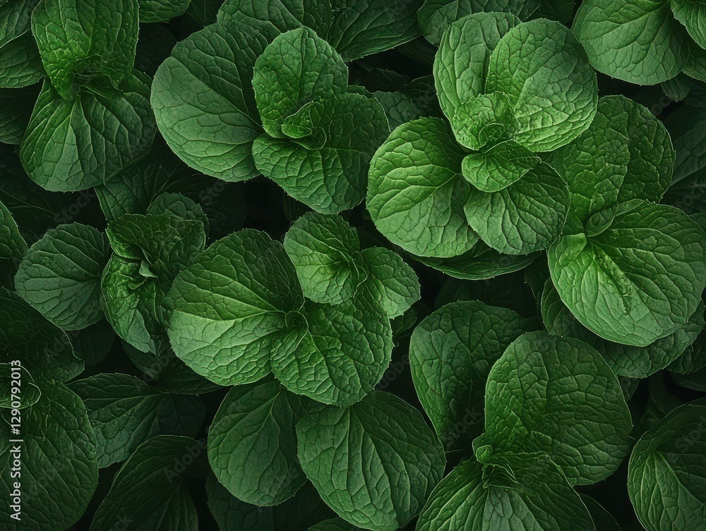 Vibrant green mint leaves close-up botanical garden nature lush environment aerial view freshness concept Vibrant green mint leaves close-up botanical garden nature lush environment aerial view freshness concept
