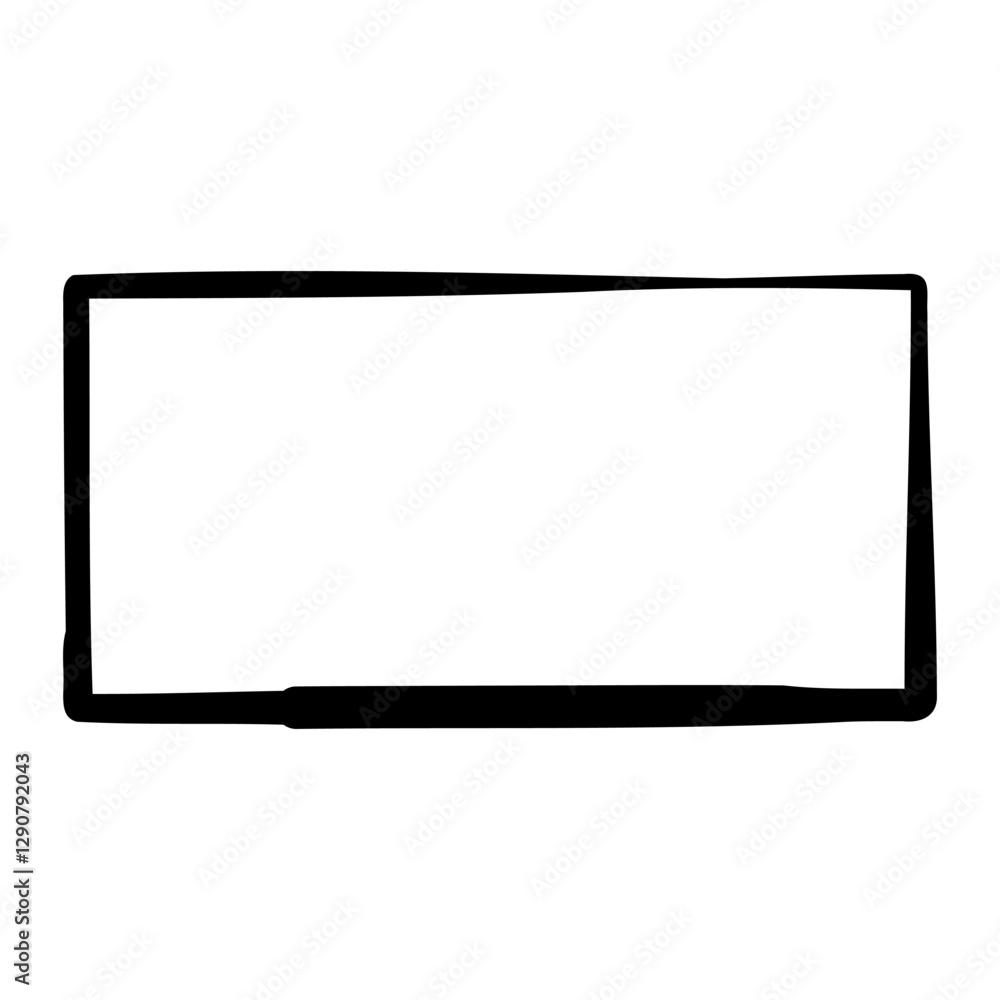 simple hand drawn black rectangle with wavy, uneven lines vector illustration. Sketch simple hand drawn black rectangle with wavy, uneven lines vector illustration. Sketch