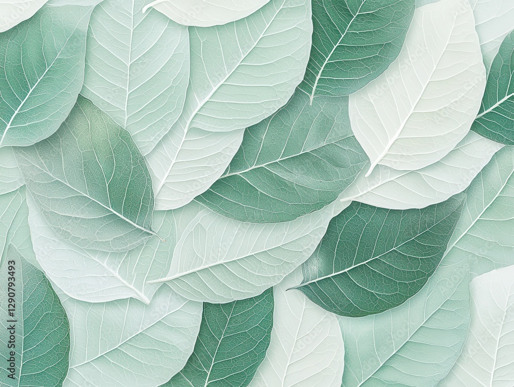 Obraz premium Nature scene featuring delicate green leaves close-up artistic plant texture serene environment aesthetic viewpoint