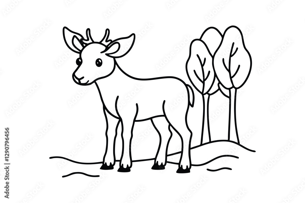 Line art of a tiny baby moose vector art illustration for coloring page.eps Line art of a tiny baby moose vector art illustration for coloring page.eps