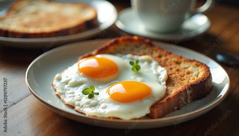Sunny-Side Up Fried Eggs Simple Breakfast Casual Setting Sunny-Side Up Fried Eggs Simple Breakfast Casual Setting