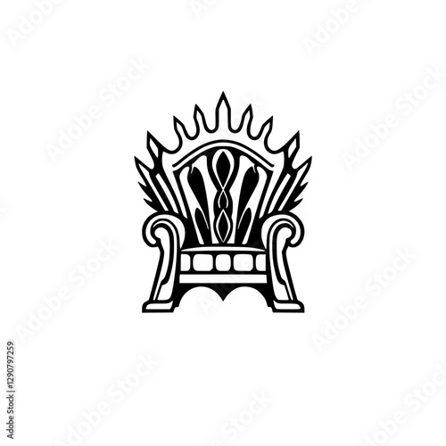 Black-and-White Throne, detailed depiction of a decorative ornate throne, on a clean white background.