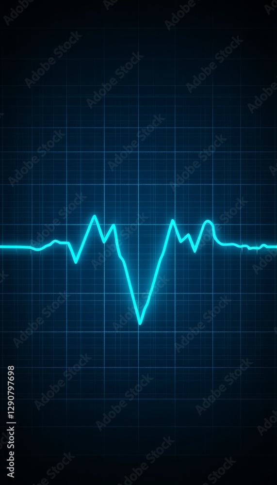 Cyan Heartbeat Line on Dark Blue Grid Background A Vibrant Vector Illustration of Vital Signs Cyan Heartbeat Line on Dark Blue Grid Background A Vibrant Vector Illustration of Vital Signs