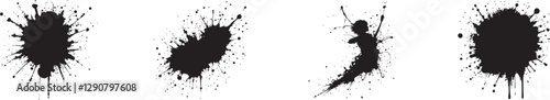 Black ink splash silhouette, isolated on white background