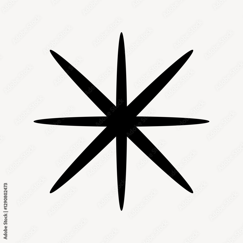 Fototapeta premium Minimalist black eight-pointed star vector