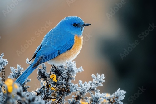 Colorful Blue Bird Perched on Green Foliage in a Natural Setting During Dayli...