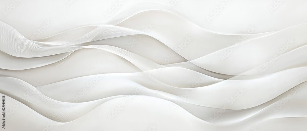 Obraz premium Abstract white wave patterns on a smooth surface, minimalist design, ideal for backgrounds, wallpapers, or modern interior decor. Soft texture and elegance.