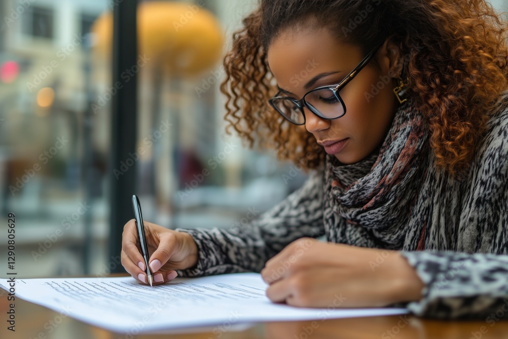 custom made wallpaper toronto digitalWoman Writing Notes in a Cafe During a Sunny Afternoon in a Vibrant Urban Setting