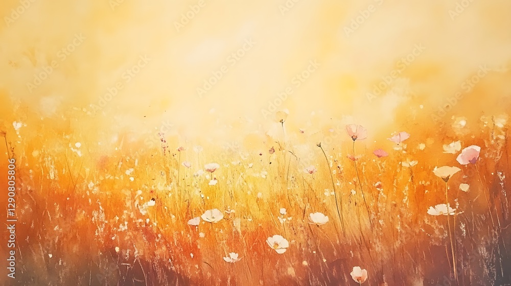 Obraz premium Ethereal Floral Field Bathed in Magical Golden-Hour Glow
