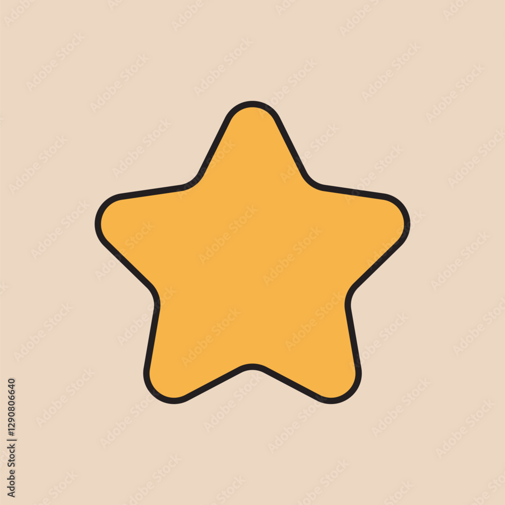 Yellow star shape, retro illustration vector