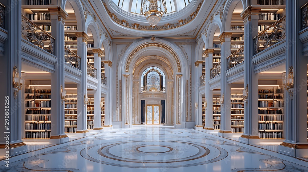 Obraz premium Grand Library Interior Opulent Design and Architecture.