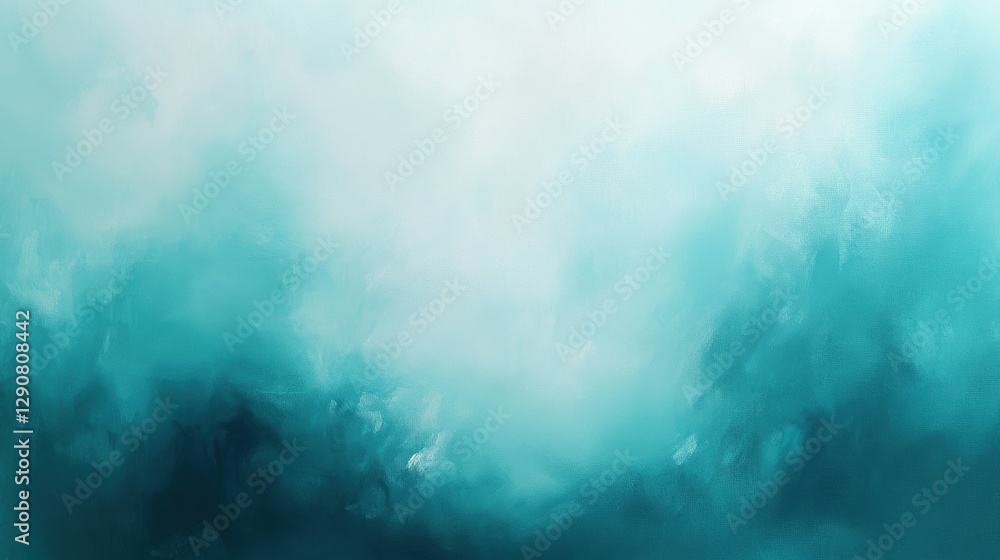 Naklejka premium Abstract teal and turquoise background with soft cloud-like textures, perfect for wallpapers, digital art, and graphic design projects. Peaceful atmosphere.